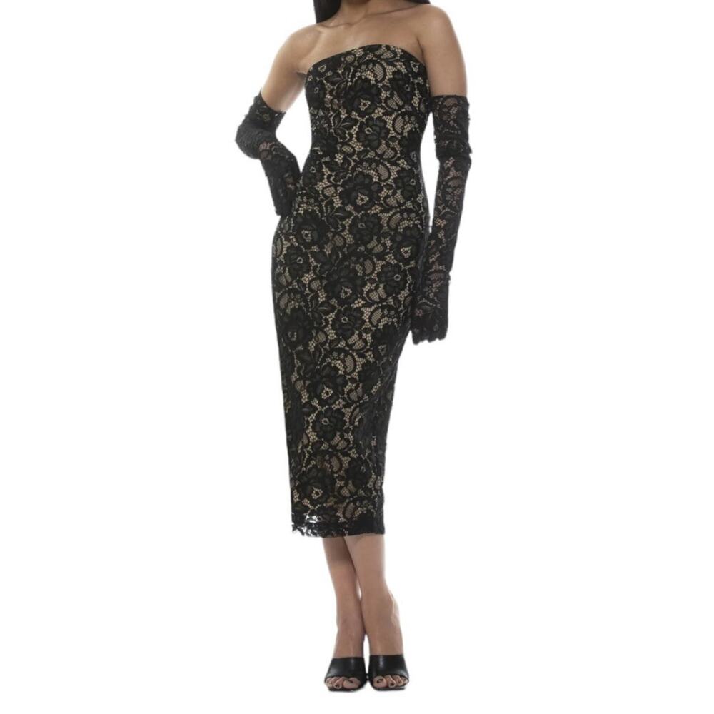 Alexia Admor dress Zelle Lace strapless midi black size 10
